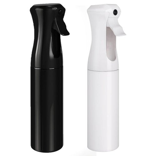 Aquableu Spray Bottle for Hair – Continuous Mist Spray Bottle for Hair Care, Styling, Cleaning, Plants, Pets & Essential Oils (Variety Pack of 2 - Black & White, 6.76oz/200ml)