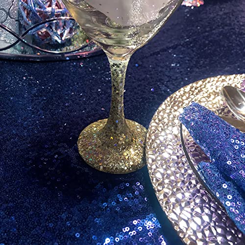 Navy Blue Sequin Tablecloth 108 Inch Round Sparkly Party Cover - Variation of THIS listing