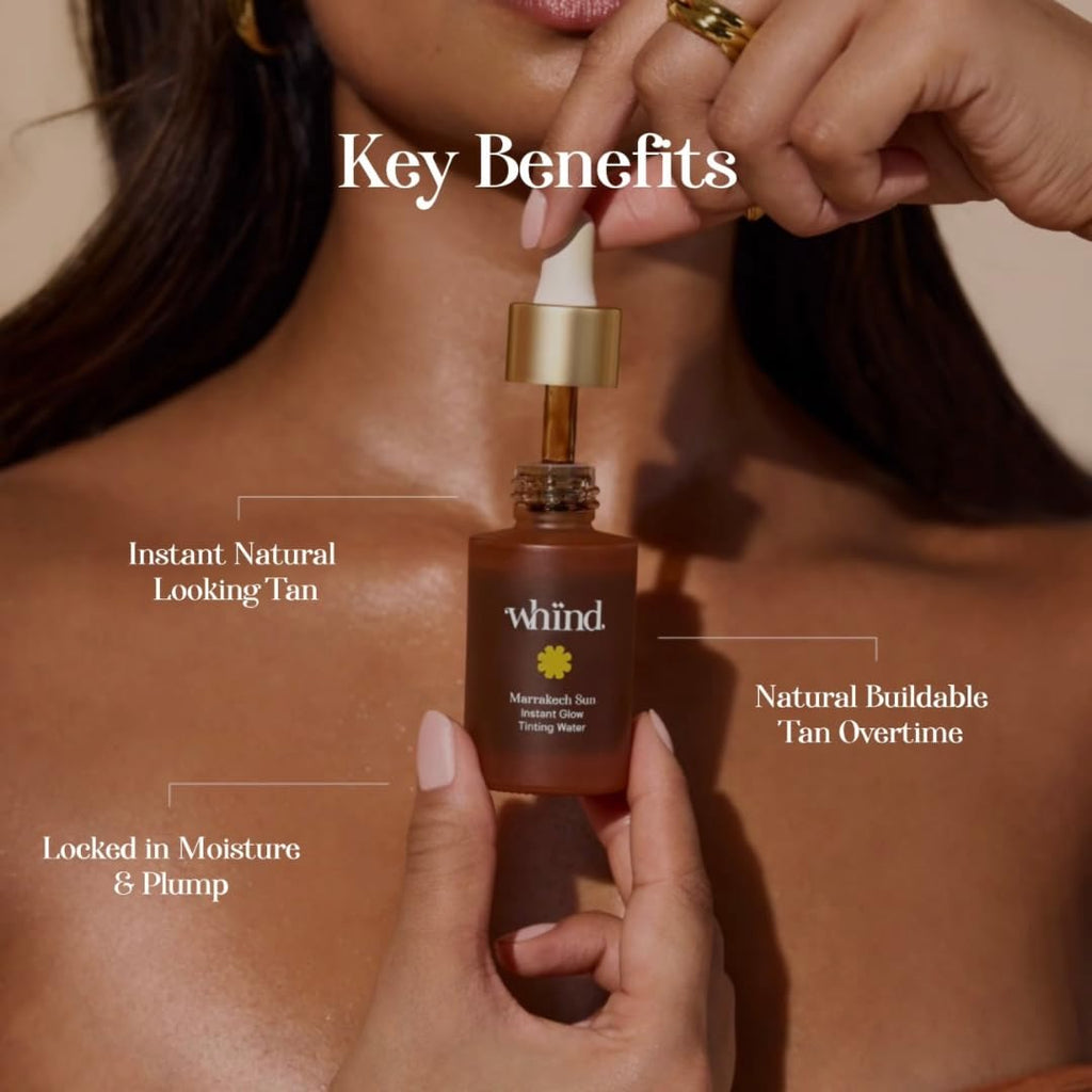 WHIND Marrakech Sun Instant Glow Tanner Drops - Lightweight, Streak-Free Face Bronzer - 1oz / 30ml