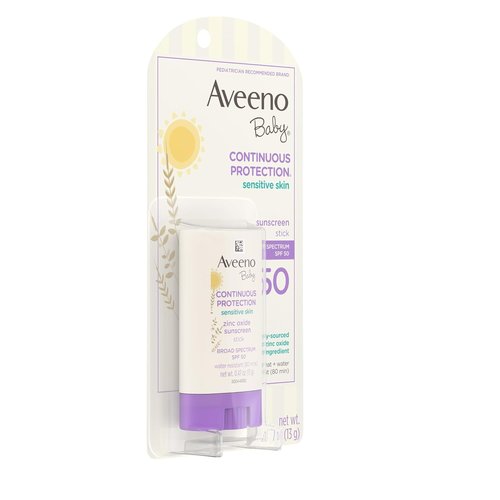 Aveeno Baby Mineral Sunscreen Stick - SPF 50 Protection for Sensitive Skin | Travel Size, 0.47 oz