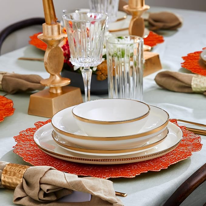 Orange Reef Charger Plates Set of 12 - Round Plastic Tableware for Events