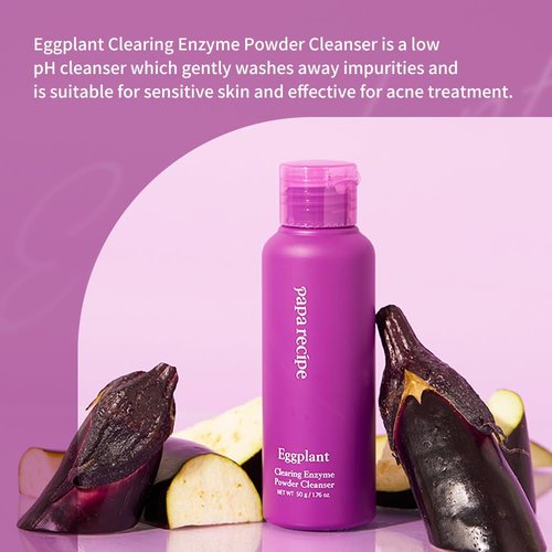Papa Recipe Eggplant Enzyme Cleansing Powder - Gentle Exfoliating Face Wash for Balanced Skin | 1.7oz/50g