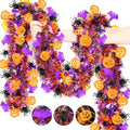 Halloween Tinsel Garland 6.5Ft 2-Pack Orange Purple Pumpkin Spider Bat Decor
