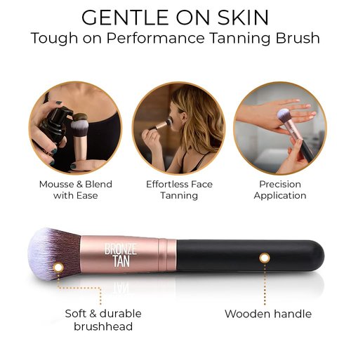Skiennix Bronze Tan Self Tanning Brush - Kabuki Applicator for Flawless Sunless Tan | Face & Body Use