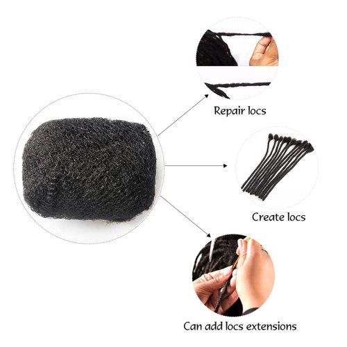 FAMILOCS 18 Inch 50g Tight Afro Kinky Bulk 100% Human Hair for Dreadlock Extensions Locs Repair Braids and Twists Bleachable and Dyeable