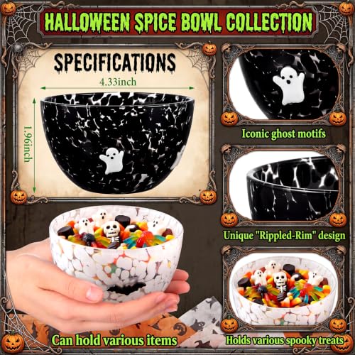 FoldTier 2 Pcs Halloween Glass Candy Bowls - Ghost & Bat Variation