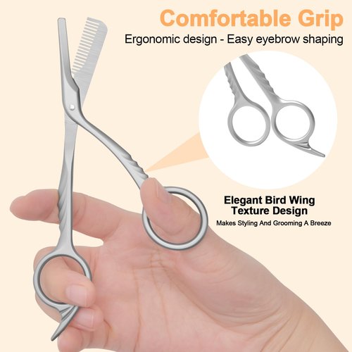 Diesisa Eyebrow Trimmer Scissors: Eyebrow Trimmer For Men with Comb - Eyebrow Scissors - with Double-headed Eyebrow Brush - Stainless Steel Beauty Tool for Women
