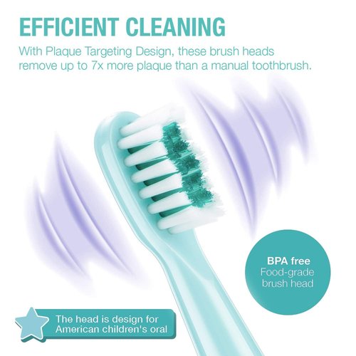 Vekkia Dragon Lord Kids Electric Toothbrush Replacement Heads, Soft 3D Curved Bristles, Blue, 10-Pack