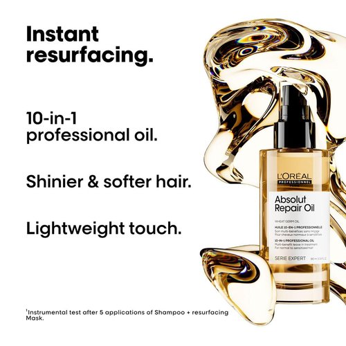 L'Oreal Professionnel Paris Absolut Repair 10-in-1 Oil - Nourishing Hair Oil for Dry, Damaged Hair | Repairs & Adds Shine