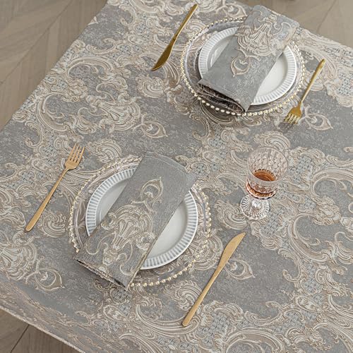 Grey Damask Cloth Napkins Set of 4 - 18 x 18 Inches - Elegant Table Decor