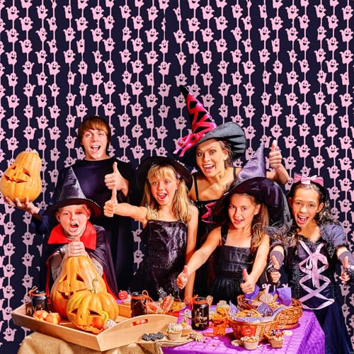 WovWeave 2 Pack Halloween Foil Fringe Curtains - Pink Ghost, 3.3x6.6 ft