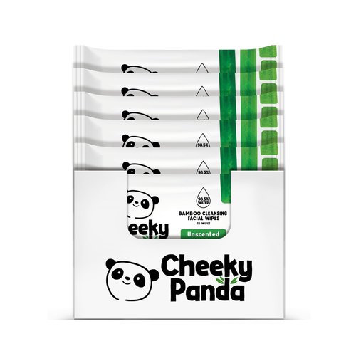 The Cheeky Panda Bamboo Face Cleanser Makeup Remover Wipes | 6 Packs of 25 Face Wipes | 99% Purified Water Wipes | Plant Based & Vegan Wet Wipes | Sustainable Alternative