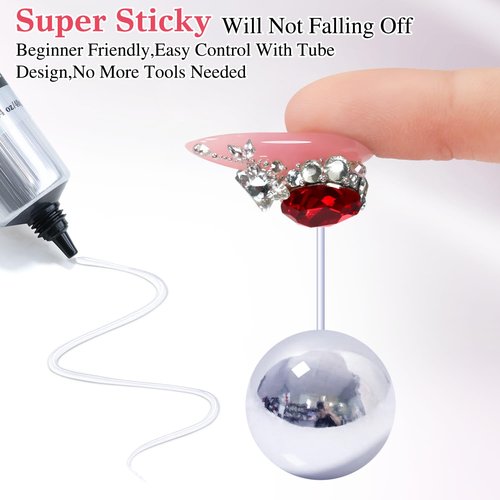 Double Rhythm 1.4 Oz Rhinestone Glue for Nails Gel Glue Design 3D Art Jewels Charm Gem Decoration 40ML Salon DIY (Rhinestone Glue Clear)