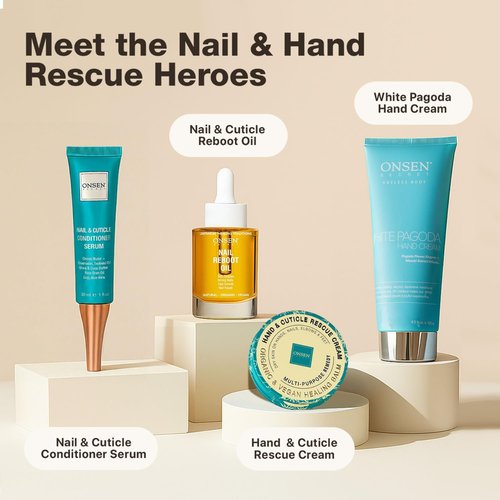 Onsen Nail & Cuticle Cream Treatment w/Japanese Tsubaki, Jojoba & Lavender Oil, Shea Butter – Strengthens Nails, Softens Cuticles - Daily Repair Care (2 Count/30 ml)
