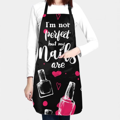 Giwawa Apron for Nails Technician Women - I'm Not Perfect But My Nails Are Nail Tech Apron Nail Technician Apron Manicurists Nail Art Supplies for Nail Salons Pink Cosmetology Smock 2 Pockets