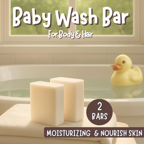 Fragrance-Free Baby Bar Soap - Gentle Organic Soap for Sensitive Skin | 2 Bars (3.5 oz Each) - Made in USA