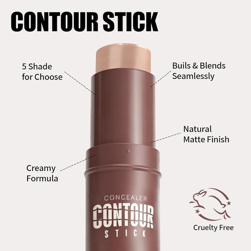 Skiennix Cream Contour Stick - Cool Toned Sculpting Makeup for Natural Look | Long Lasting & Buildable (10 Mocha)