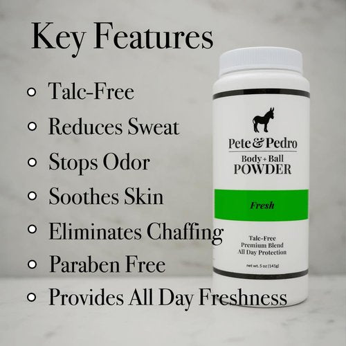Pete & Pedro Body Powder - Talc-Free Deodorant for Men, Fresh Scent, 4.4 oz | Sweat Absorbing & Odor Blocking