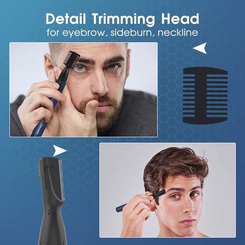Funstant Upgraded Eyebrow Trimmer for Men, Precision Detailer Battery-Operated Eyebrow Razor and Shaper, Electric Facial Hair Trimmer with Comb, Dual-Blade Grooming Tool, No Pulling Sensation