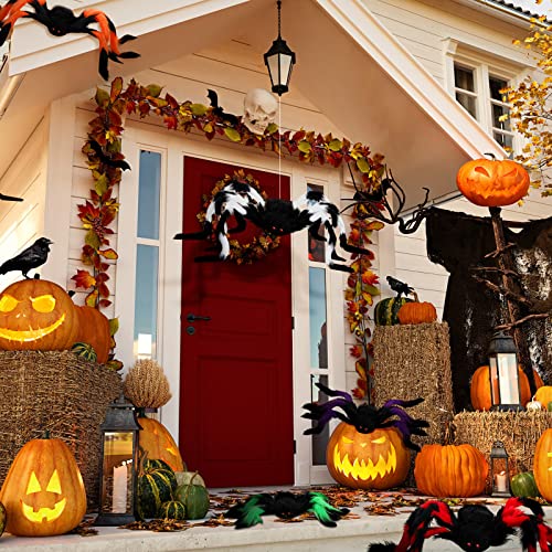 Giant Halloween Spider Decorations Set with Red Eyes Indoor Outdoor Scary Decor