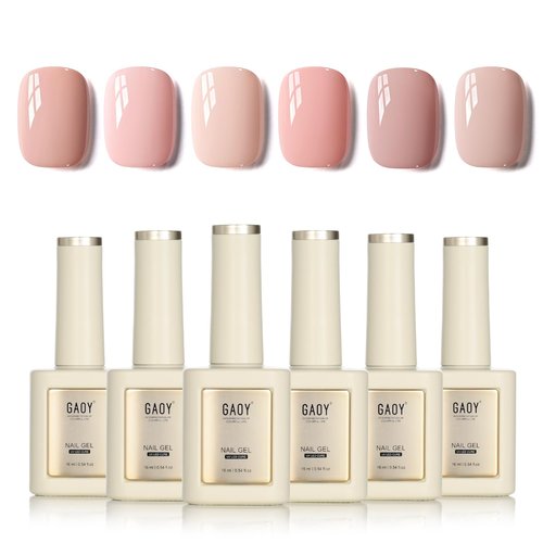 GAOY 16ml 6 Colors Pastel Pink Gel Polish Set, Baby Blush Dusty Rose Gel Nail Polish Kit, Soak Off UV Lamp Cure for Nail Art DIY and Salon, Cream Pink