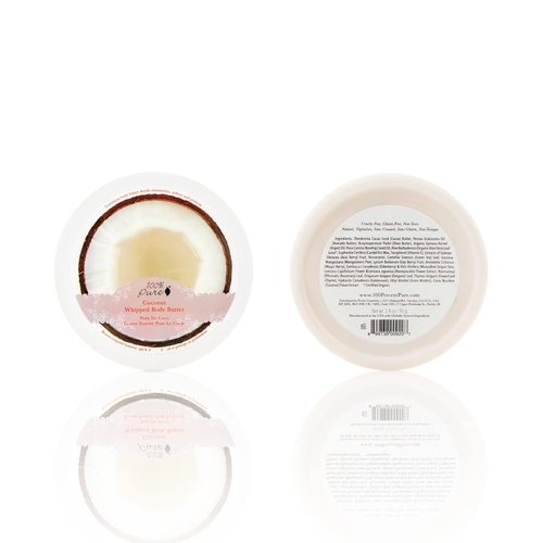 100% PURE Coconut Whipped Body Butter - Moisturizing Body Lotion for Dry Skin | 3.4 oz