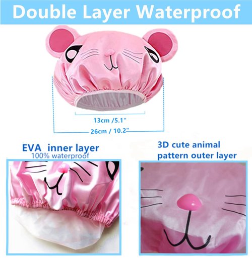 2 PCS shower caps for kids shower caps for girls shower cap kids Cartoon Waterproof Shower Bath Caps Set Bath Hat for Baby Girls Boys