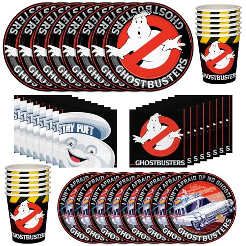 Ghostbusters Party Dinnerware Set for 16 Guests - Plates Cups Napkins Decorations