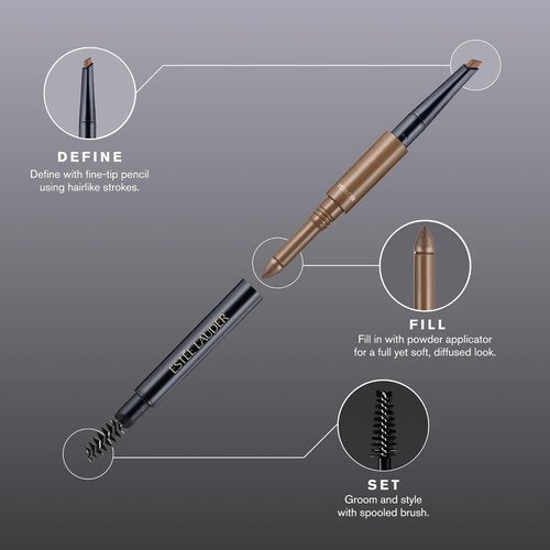 Estée Lauder The Brow Multi-Tasker 3-in-1 Tool - Eyebrow Pencil, Powder & Brush for Perfect Brows