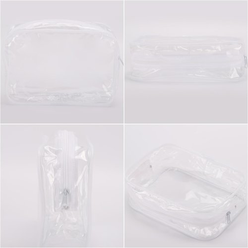 Tbestmax 10 Pcs Clear Cosmetic Bags Small Makeup Bags Portable Waterproof Travel Toiletry Bags Organizer White, 7.5"x 4.8"x 2.3"