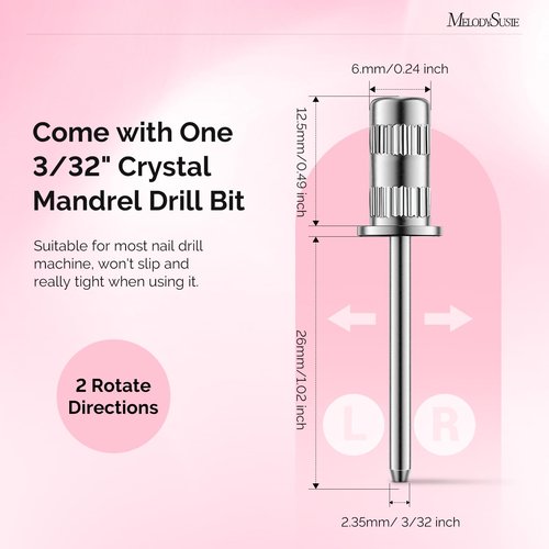MelodySusie 300 Pcs Sanding Bands with Mandrel,120 Medium, 180 Fine, 240 Extreme Fine Grit, E-File Sand Piece Nail Drill Bits Set for Acrylic, Gel Removal, Manicures and Pedicures