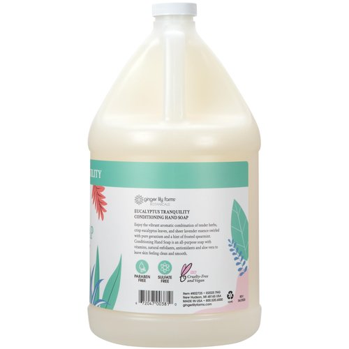 Ginger Lily Farms Botanicals Conditioning Liquid Hand Soap Refill, Eucalyptus Tranquility, 100% Vegan & Cruelty-Free, 1 Gallon (Pack of 4)