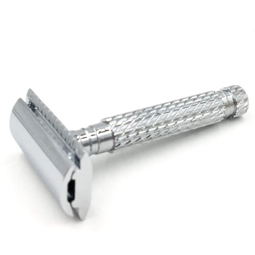 Parker 94R Double-Edge Safety Razor - Chrome-Plated Brass, Standard-Length Handle + 5 Premium Blades for Classic Wet Shaving