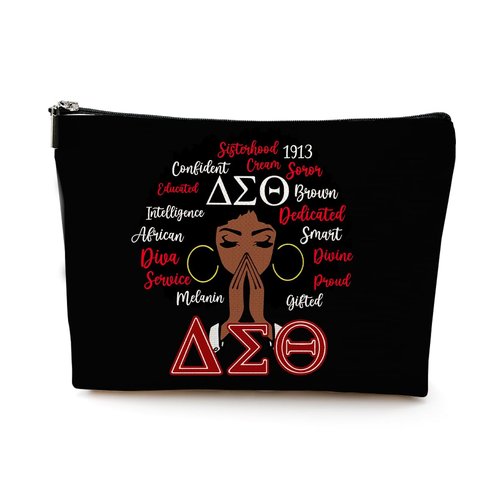 LONGXIN Sorority Gifts Paraphernalia for Women Cosmetic Make up Bag Greek Sorority Gift Makeup Zipper Pouch Bag