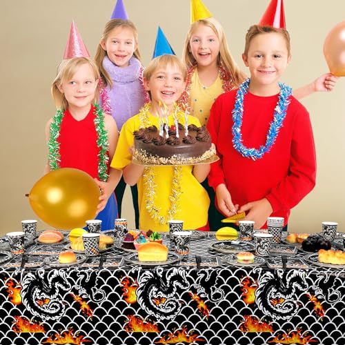 Dragon Birthday Party Supplies Serves 40 - Plates Cups Napkins & Tablecloths