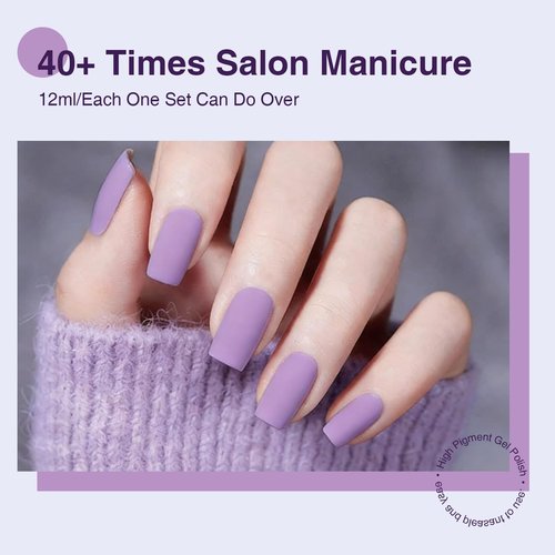 GELLAKTIK Gel Polish Set of 6 Colors 12ml with Purple Beige,Spring Gel Polish Kit for Salon DIY at Home, Soak Off LED UV Gel Nail Polish, Gifts for Women Girls