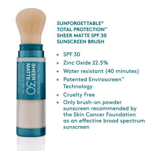Colorescience Total Protection Sheer Matte SPF 30 Sunscreen Brush - Oily & Acne-Prone Skin, Unscented, 0.15 Oz