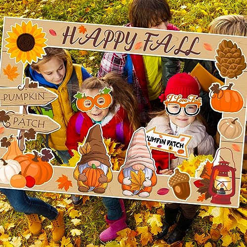 Fall Gnome Photo Booth Props Set with Pumpkin and Autumn Decorations