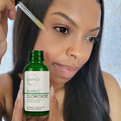 SILKTÁGE Island C Glow Drops - Anti Aging Soursop Vitamin C Face Serum with Hyaluronic Acid & Bitter Melon - Evens Skin Tone, Wrinkles, 1 Fl Oz