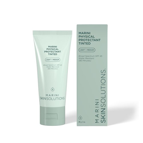 Marini SkinSolutions Physical Protectant Tinted - Light to Medium - Broad-Spectrum SPF 45 Sunscreen - Water Resistant (80 Minutes) - All Skin Types - Cruelty Free - Made in the USA - 2 oz