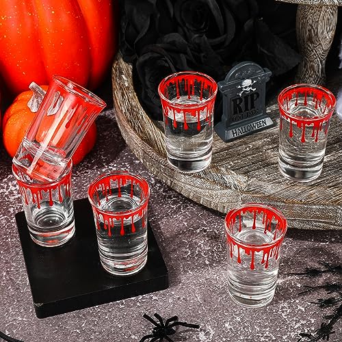 Halloween Blood Splattered Shot Glasses 6-Pack - 1.7oz Horror Party Drinkware