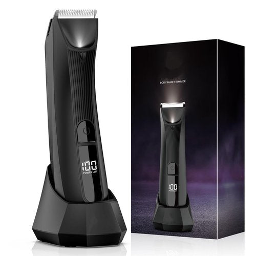 Electric Body & Pubic Hair Trimmer for Men with Light – IPX7 Waterproof Groomer for Balls, Groin & Body. No Nick, No Cut, No Razor Burn, Gift Set for Dad, Husband, or Men