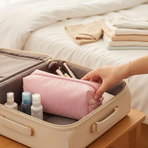 12 PACK Makeup Bags-Bulk Seersucker Cosmetic Bag for Women Bridesmaid Gifts Makeup Pouch for Wedding Party Favors Bachelorette Party Decorations Travel Toiletry Organizer Mon Teacher Gift(12, Pink)
