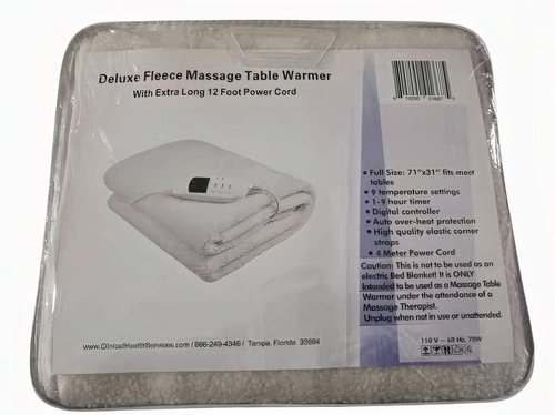 Skiennix Deluxe Fleece Massage Table Warmer - 12 Foot Power Cord | Safe Temperature Up to 88°F