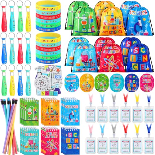 Science Party Favor Set with Notebooks, Stickers, Bracelets & More - 140 Pcs