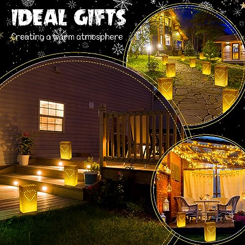 Luminary Bags with Flameless Candles Set - Heart Pattern, 50 Pieces for Outdoor & Indoor Decor