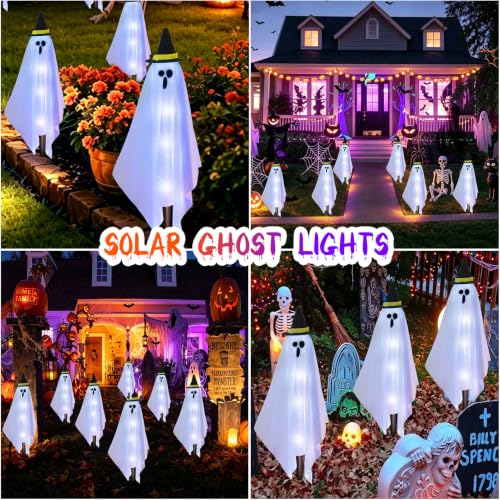 Halloween Ghost String Lights 23FT 8-Mode Solar Outdoor Decor - Variation 6