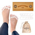 Awesome Toes Spacers & Separators, Fast Pain Relief from Hammertoe & Bunions, Two Pairs in Stylish Wooden Box, Latex-Free Rubber Toe Stretchers for Men & Women