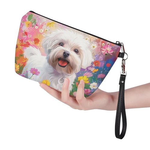 Upetstory Maltese Dog Cosmetic Bag for Women Teen Girls Cute Makeup Bags Zipper Cosmetic Bags Multifunction Storage Pouch Toiletry Organizer Travel Holiday