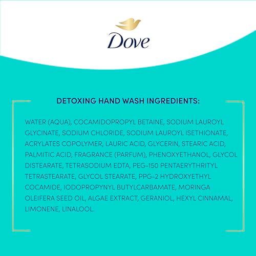 Dove Prebiotic Boost Hand Wash Gentle Detox 4 Count for Lasting Softness, with Marine Algae & Adaptogen, 12 oz